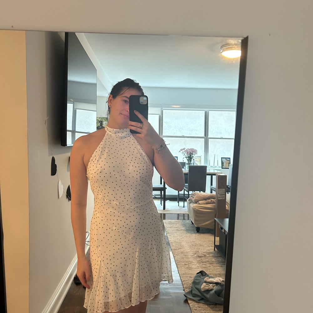 ASOS White Mini Dress with Black Polka Dots